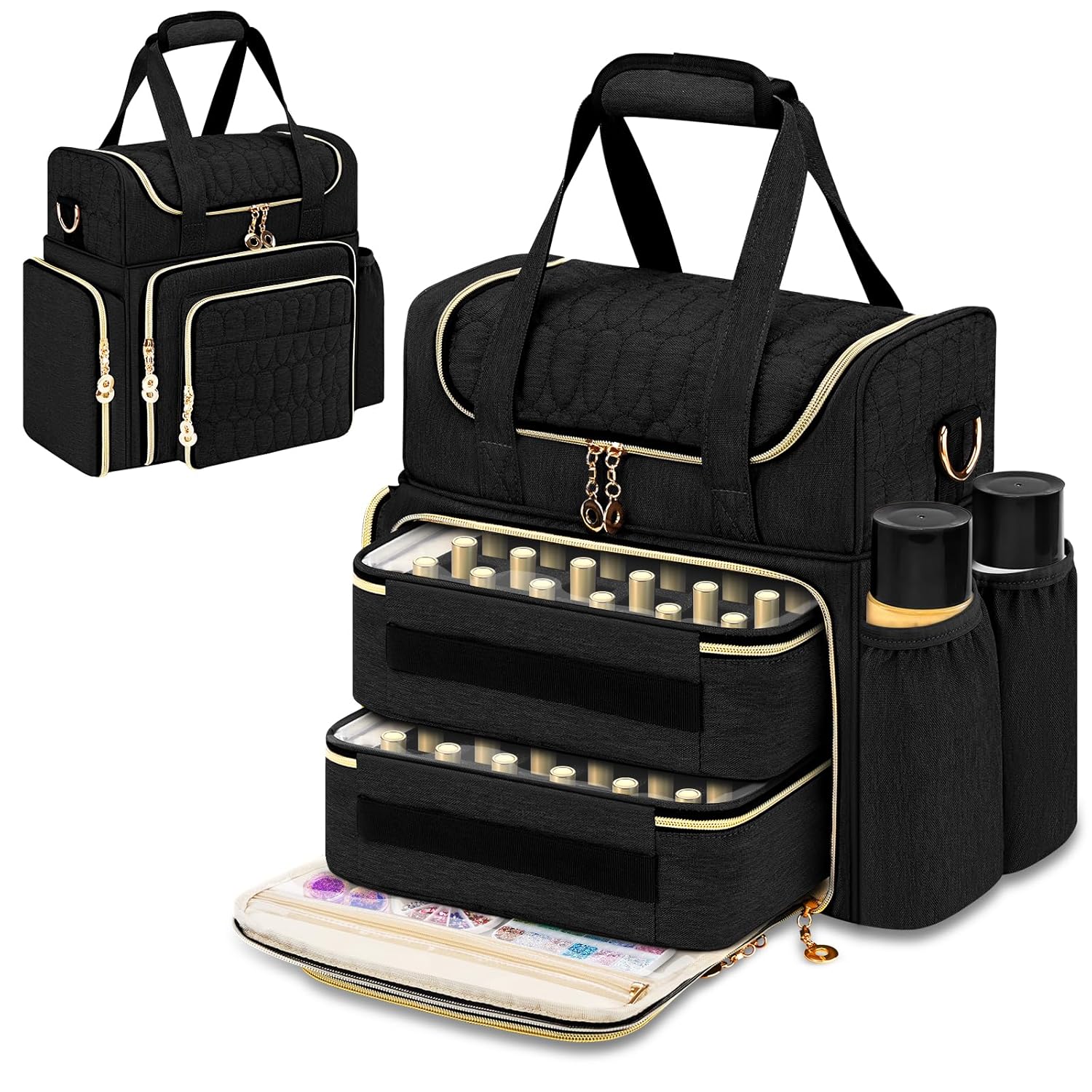 Nail Polish Organizer Holds 48+ Bottles (15ml/0.5 fl.oz) and a Nail Lamp, Nail Polish Storage Bag for Nail Tech, Nail Polish Carrying Case with Manicure Tools Storage Sections (Black) Nail Polish Organizer Holds 48+ Bottles (15ml/0.5 fl.oz) and a Nail Lamp, Nail Polish Storage Bag for Nail Tech, Nail Polish Carrying Case with Manicure Tools Storage Sections (Black)