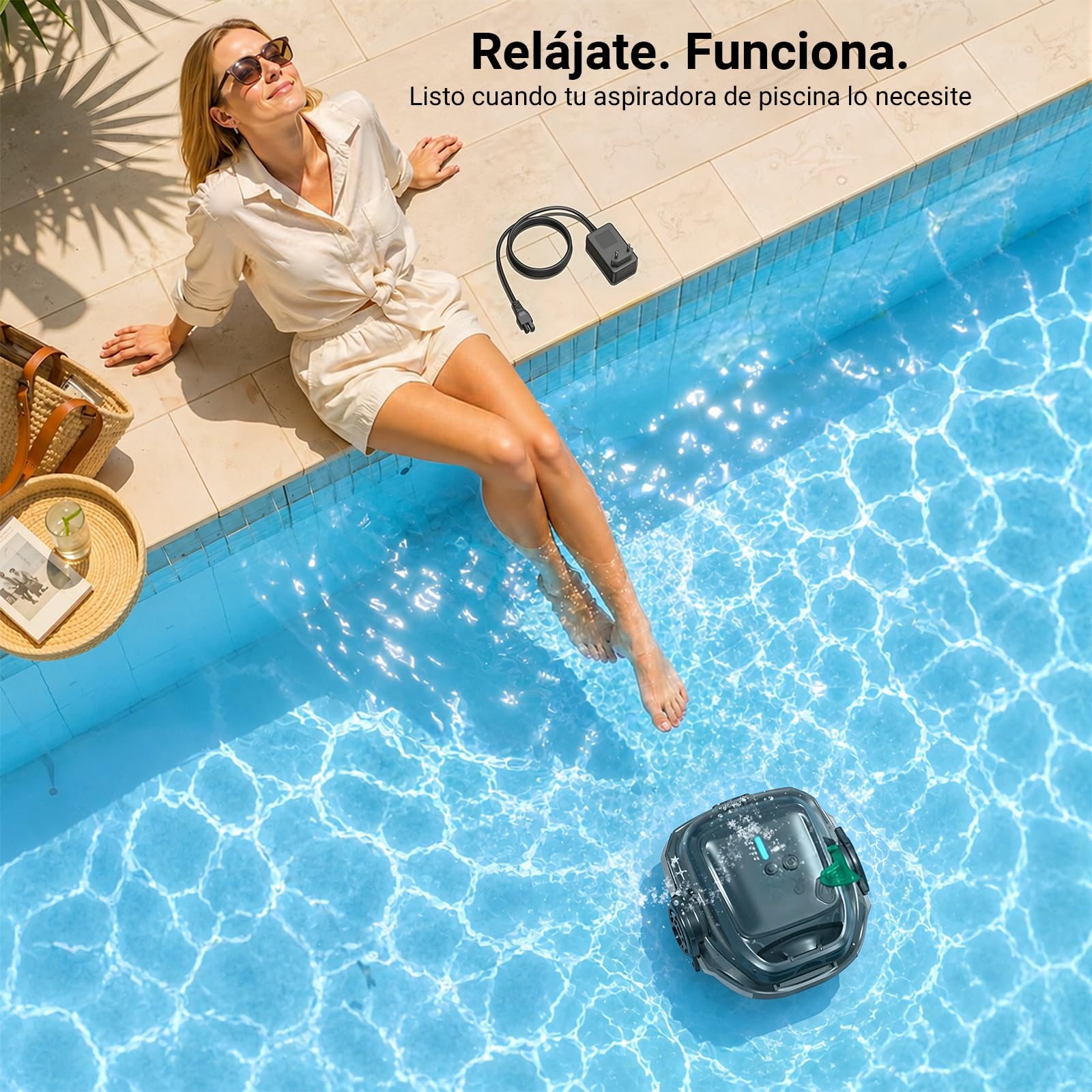 Bouge Aspirador Piscina Cargador Cable Compatible con WYBOT A1 Pool Robot Cleaner Sustitución Cargador Adaptador para Robot Limpiafondos Piscina