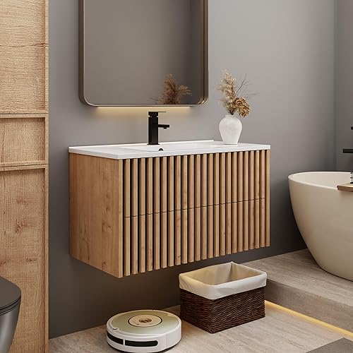 eclife 36" Floating Bathroom Vanity with Sink Combo, Modern Wall