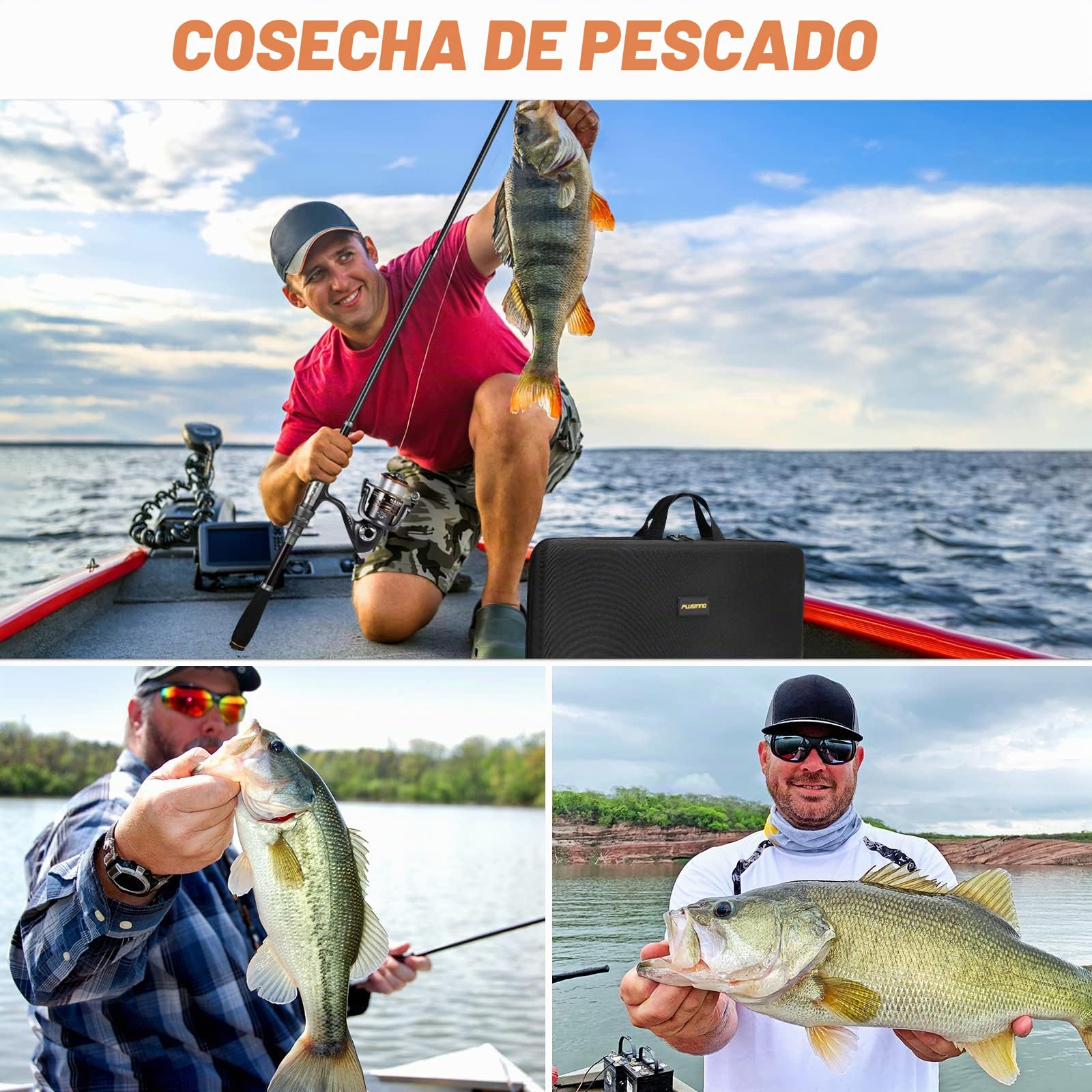 PLUSINNO Caña de Pescar, Combo de caña de Pescar telescópica y Carrete, Kit de caña de Pescar Plegable de Viaje, cañas de Pescar de Fibra de Carbono y 12 + 1 rodamientos de Acero Inoxidable, Regalos