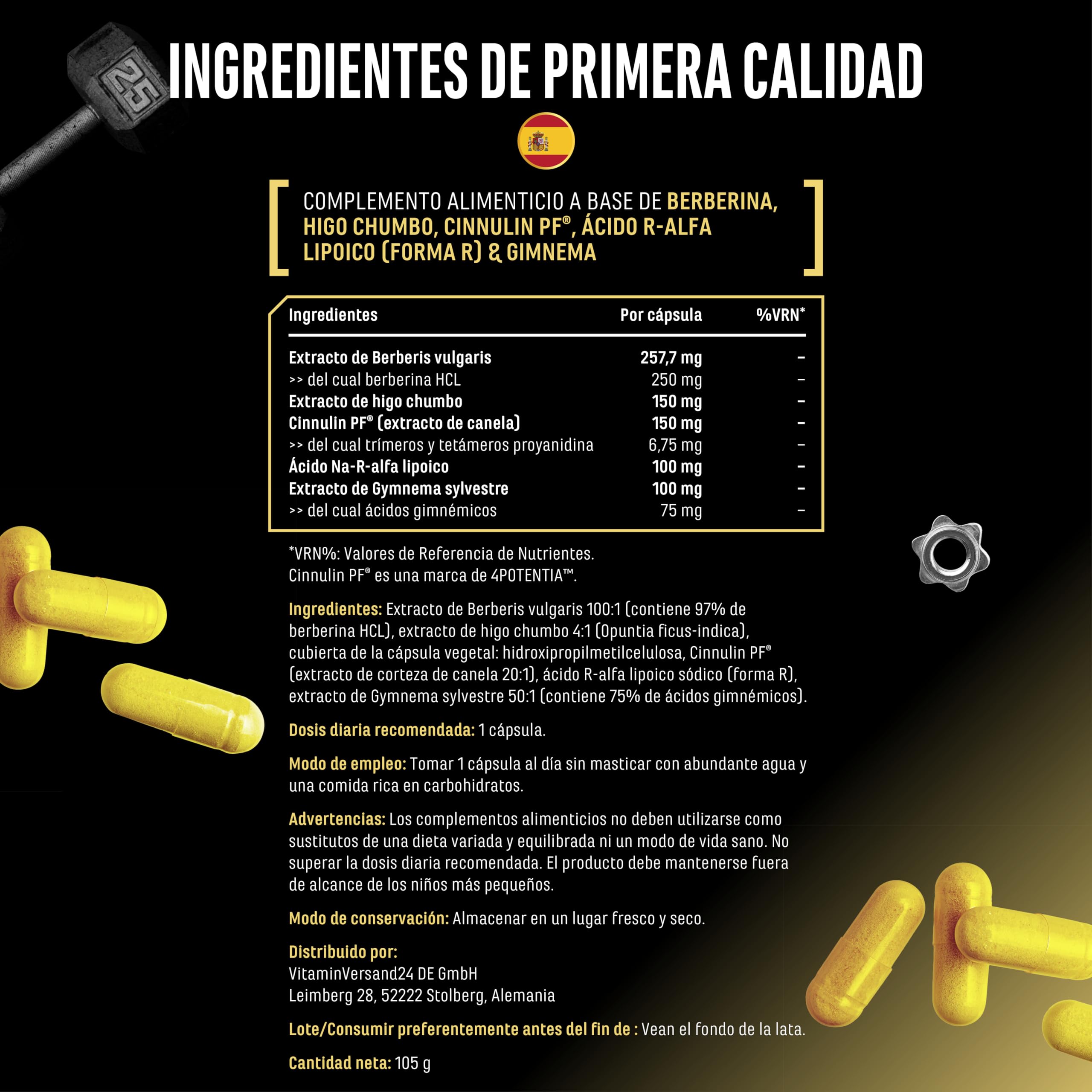 Invictus G.D.A – Complejo GDA de alta dosis con berberina, Cinnulin PF® (extracto de corteza de canela) y ácido R-alfa-lipoico bioactivo – 120 cápsulas veganas
