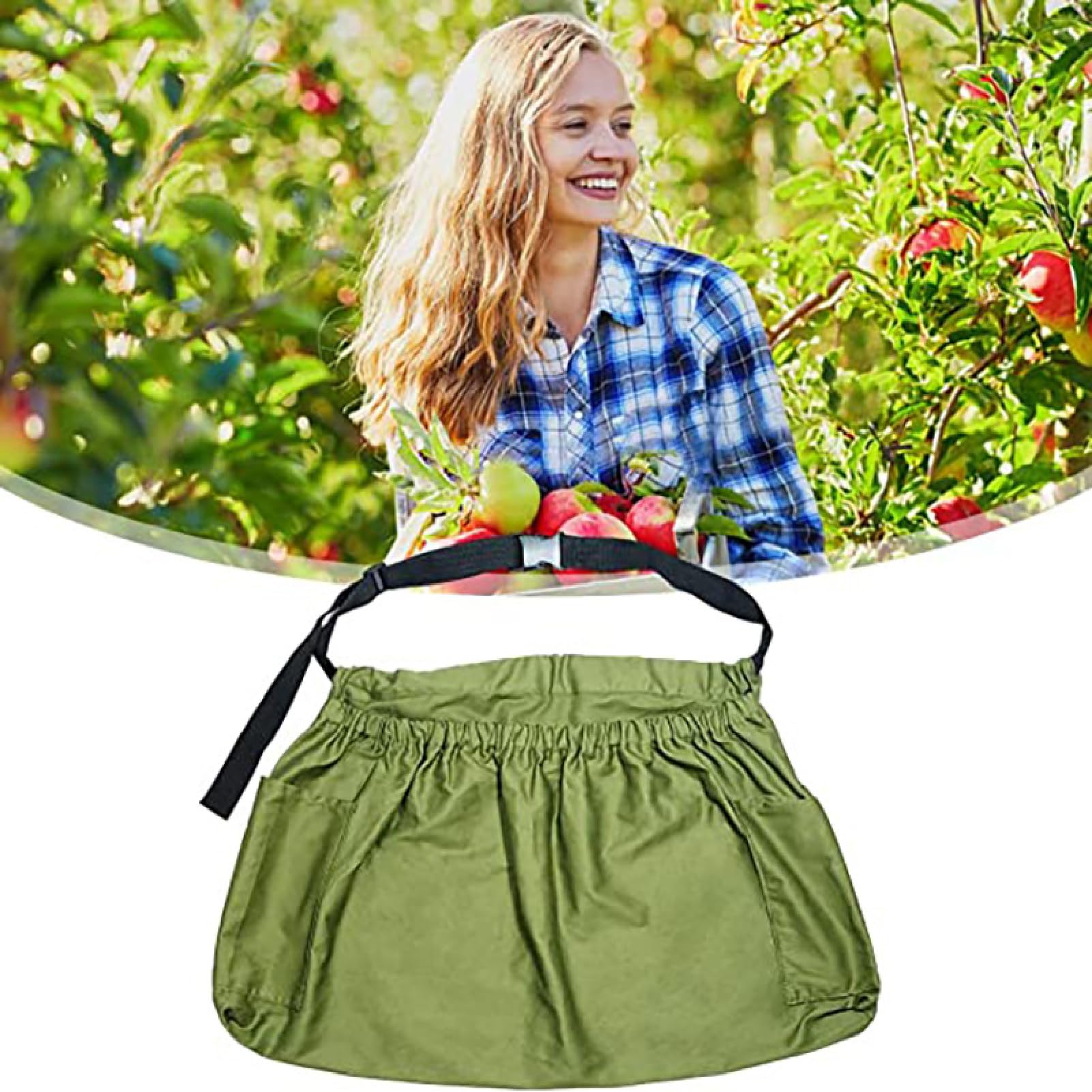 Tiiyee Tablier de Récolte et de Désherbage de Sac de Cueillette de Fruits | Jardiniers Pochette de Rangement de Récolte de Légumes de Grande Capacité pour Aide Agricole(Vert Militaire)
