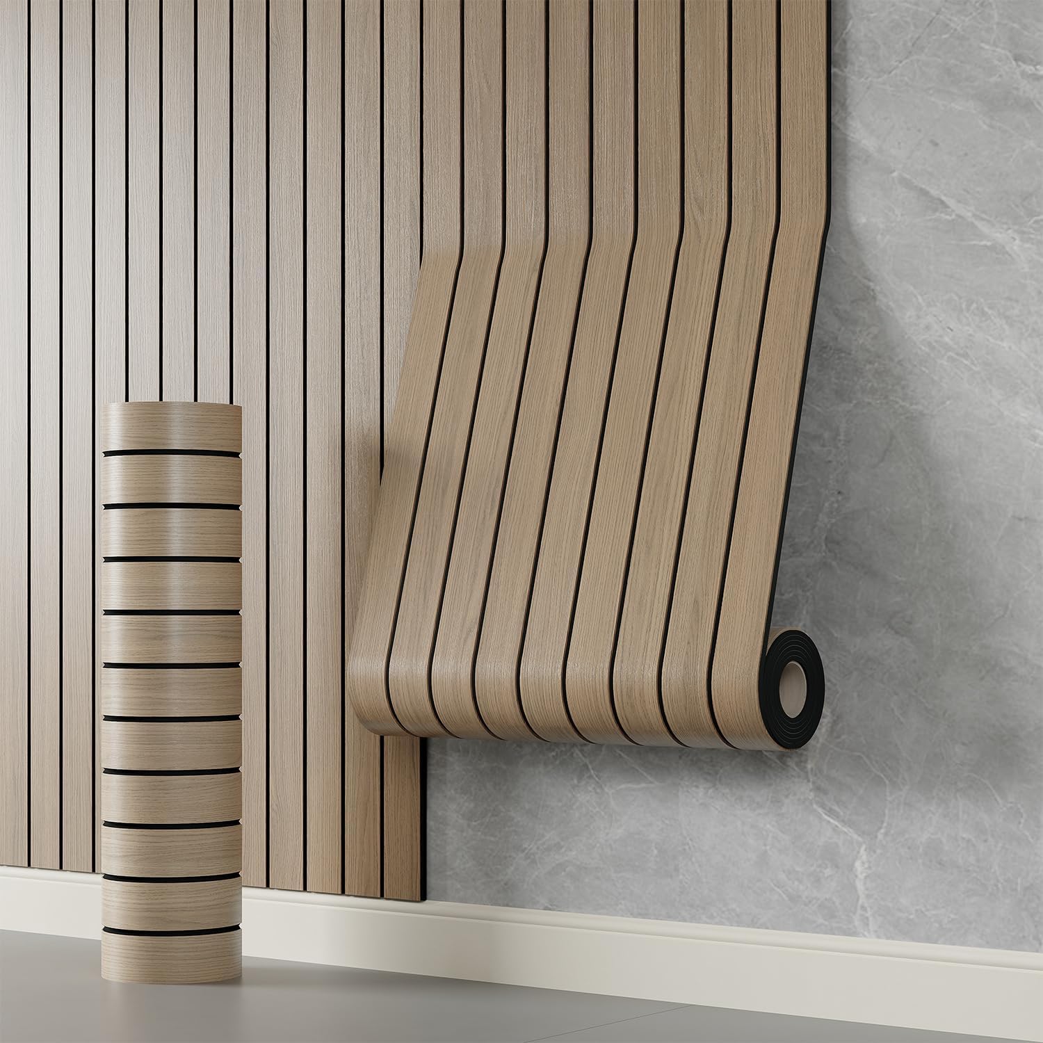 Photo 1 of YLL YLL PVC Slat Wall Panel - Faux Oak Grain, 236" x 15.7"