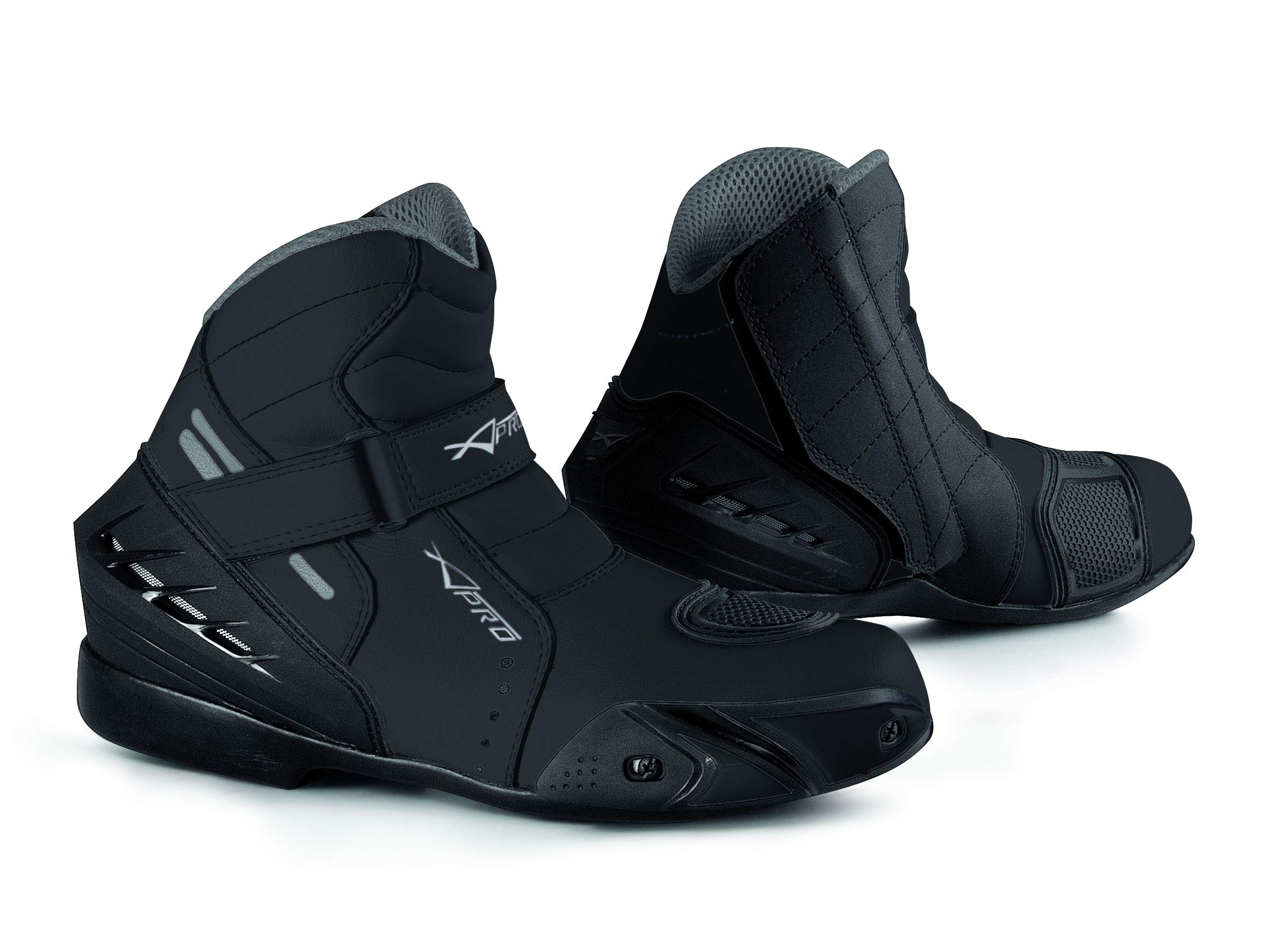 Scarpa Moto Stivaletti Touring Calzatura Sport Motociclista Protezione Sliders (42 EU, Nero)