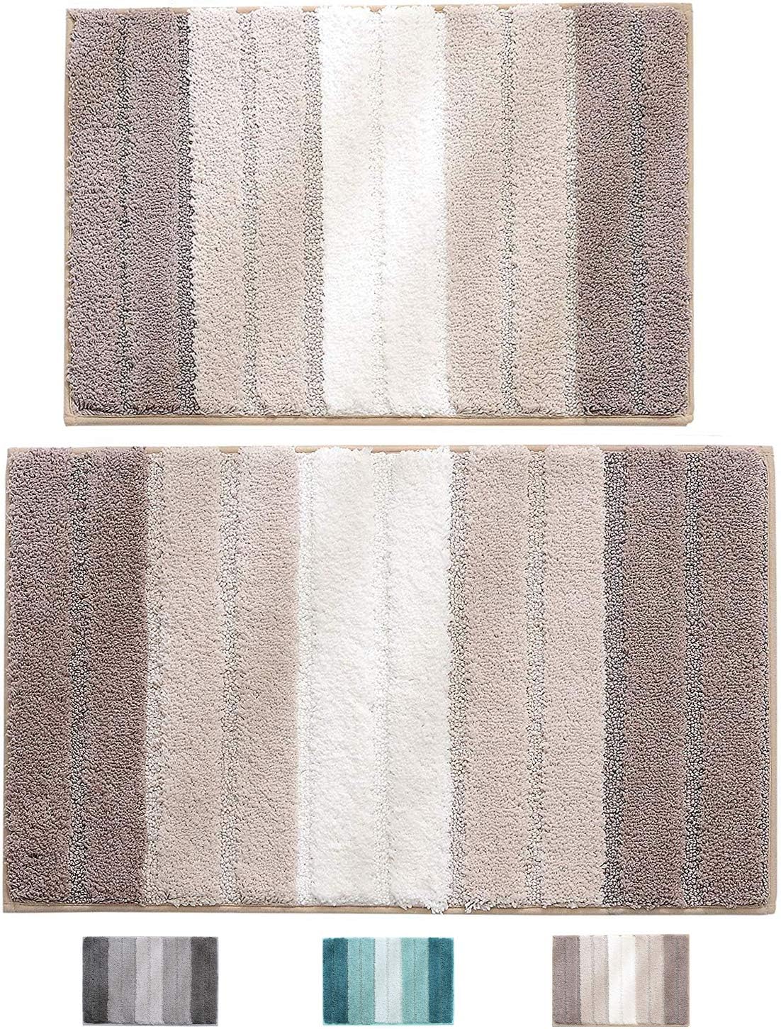 wovwvool Bathroom Rugs Plush mat Polyester Microfiber Non-Slip,Soft,Absorbent and Machine (20“×32” and 18“×26” Brown)