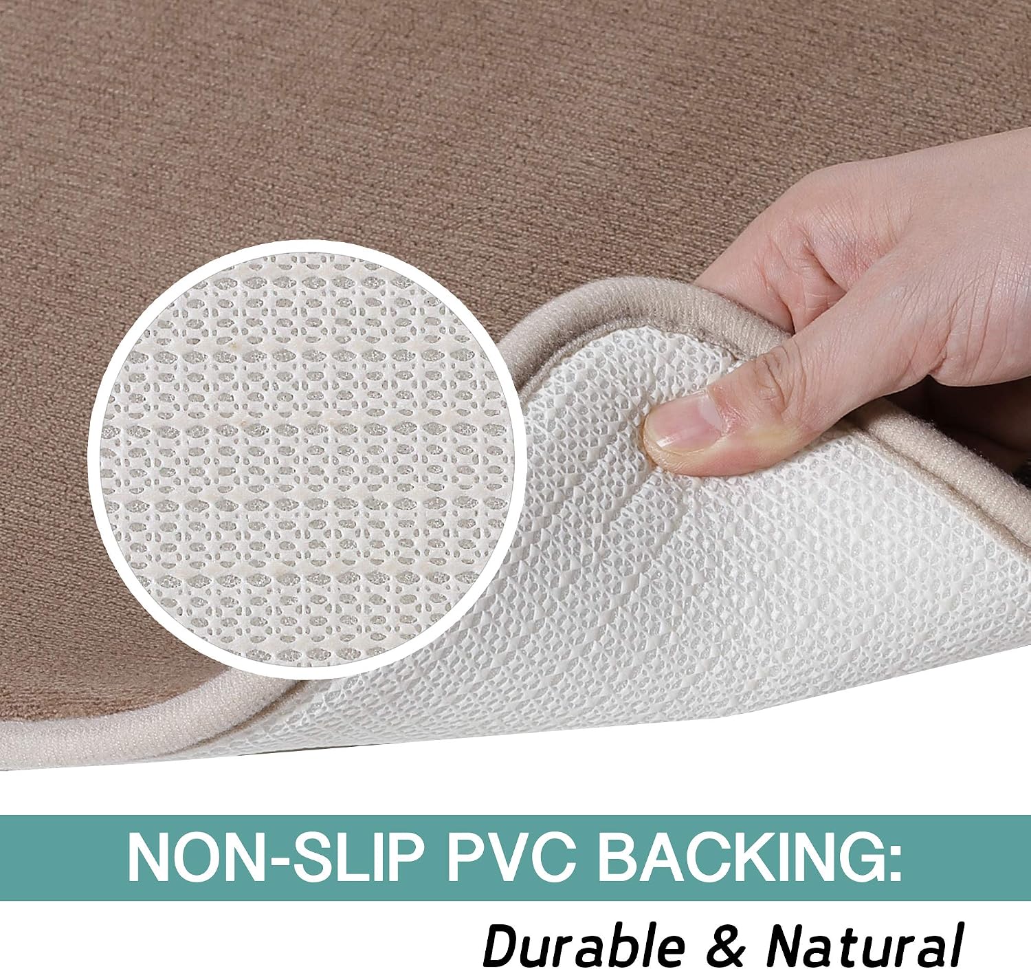 Turquoize Memory Foam Bath Mat Bathroom Rugs and Sets Contour Bath Rugs for Toilet Non Slip Bath Mat Ultra Absorbent Cozy Microfiber Bath Mat for Bathroom, 20x32/20x20 Toilet Rug, Taupe