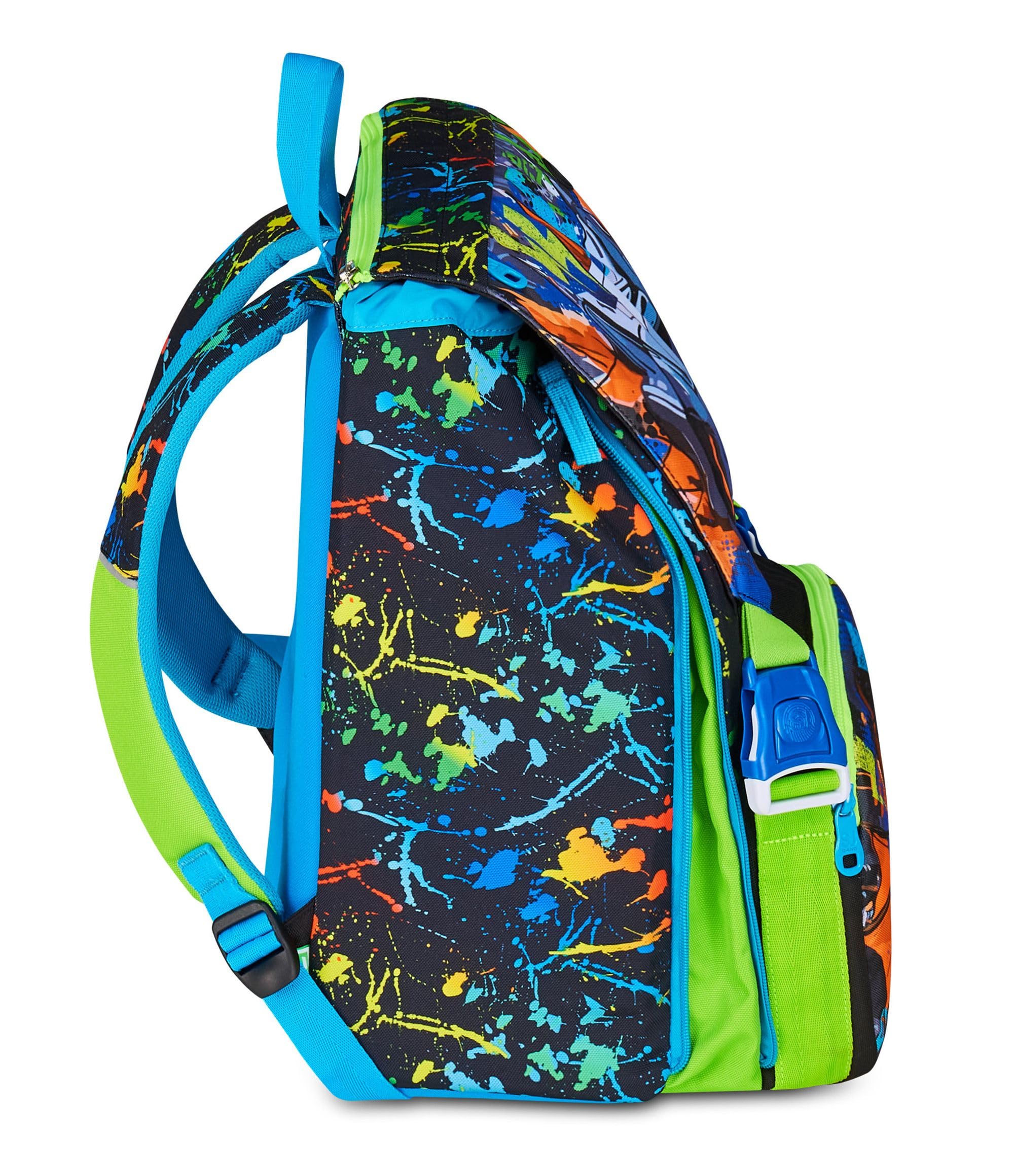 SJ GANG STYLE JAM GANG Zaino Scuola Estensibile Big LED LOOK, Nero, Zaino con Divisorio Interno, Tasca Superiore con Occhi LED, Tasca per Borraccia, 24 L, Zaino Scuola Elementare, Bambino