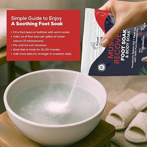 Miniatura 8 de FOOT CURE Aceite de árbol de té y baño de pies para músculos con sales de Epsom - Sales naturales para la recuperación después del ejercicio -