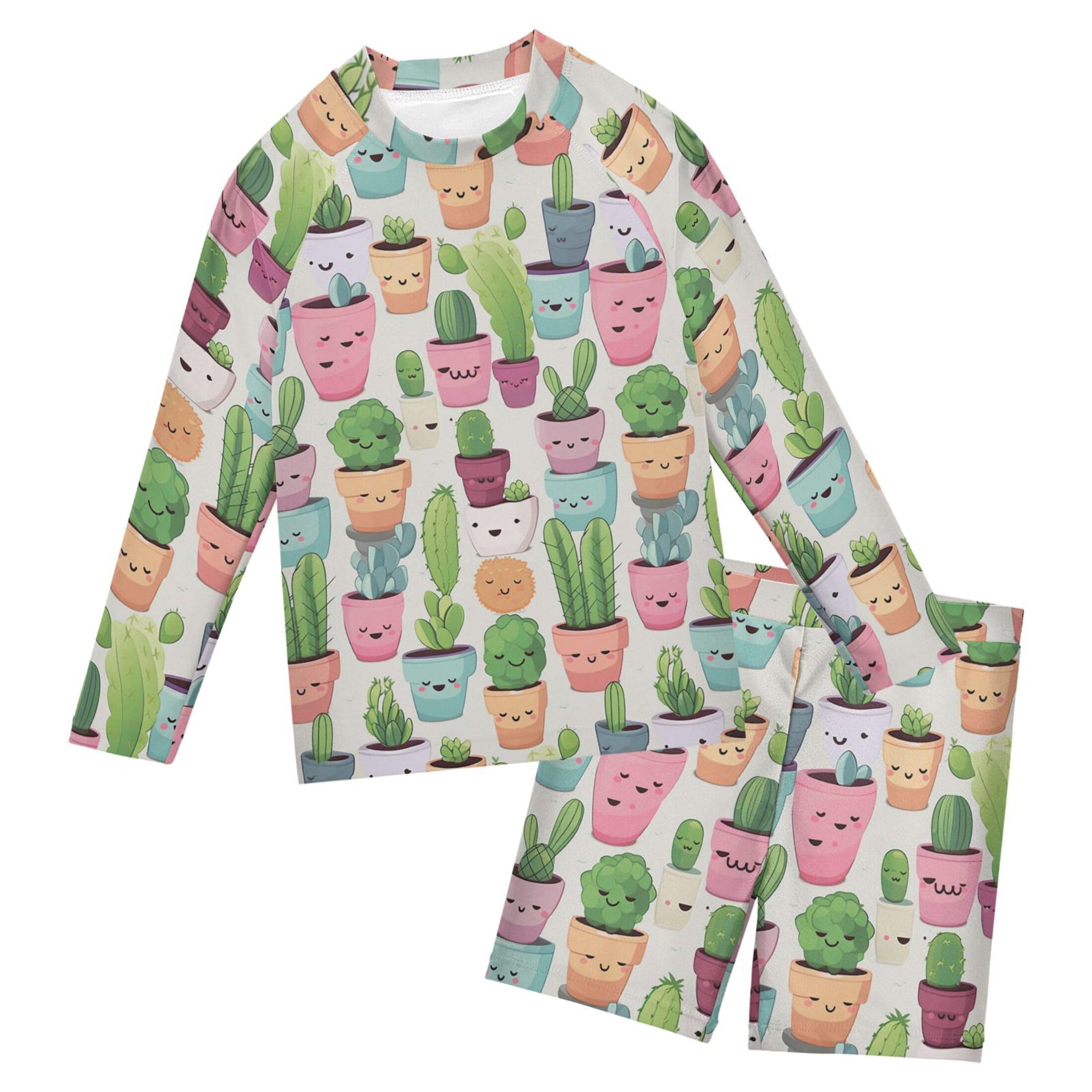 Cactus Cute Toddlers and Baby Boys' Swimsuit Trunk and Rashguard Set B0402409