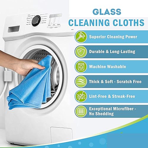 Miniatura 5 de Paño de limpieza de vidrio para espejos de parabrisas de ventanas de automóvil, toalla de vidrio de microfibra para cristalería, limpieza de