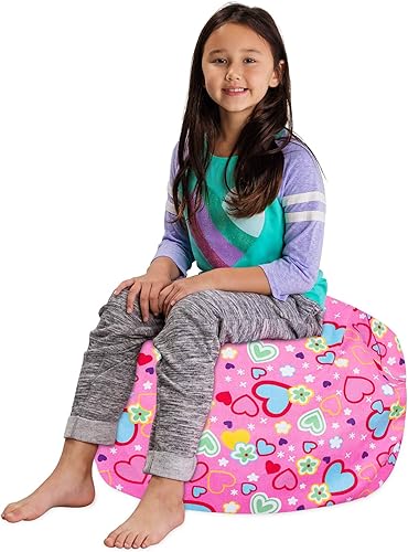 Miniatura 102 de Posh Stuffable - Sillón puff con almacenamiento para niños, contenedor de animales de peluche, organizador de juguetes de niños Lienzo Burbujas Azul