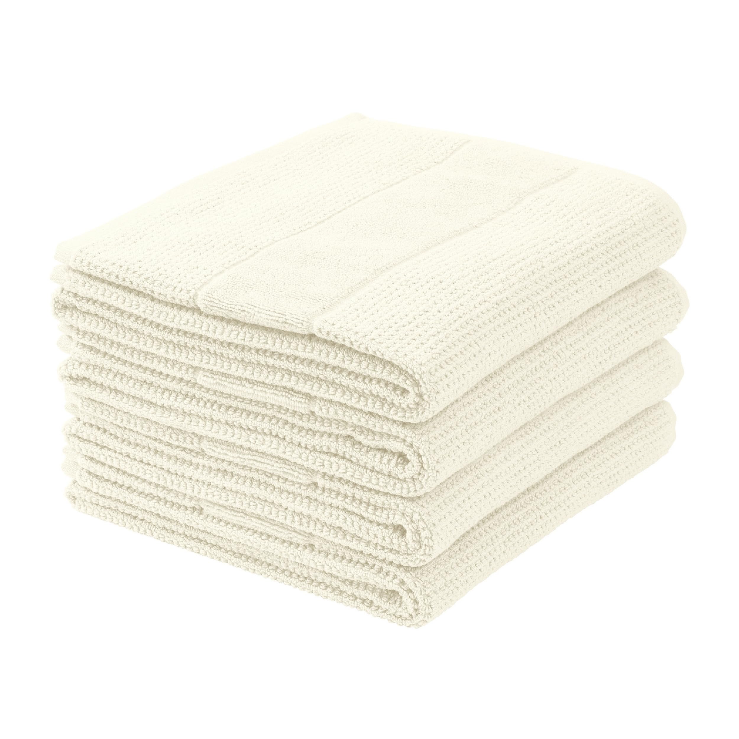 Schiesser Handtuchset Turin | Frottier | 4-teilig | Reiskornoptik | 100% Baumwolle | flauschig, saugstark, farbecht | Oeko-Tex® Made in Green Zertifiziert | Kordelaufhänger | 50x100cm | Offwhite