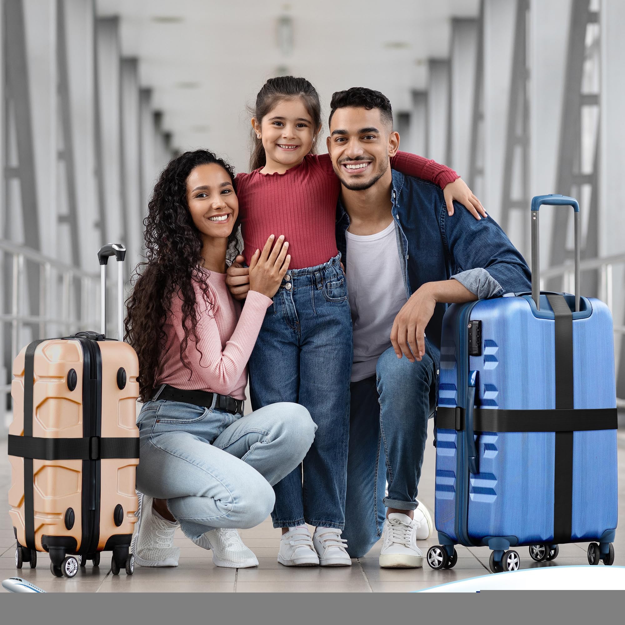 Luggage Straps for Suitcases - TSA Approved - Black, 4 PK - Premium Nylon Belts for Suitcase, Briefcase & Travel Bag - Adjustable Strap Length 46" - 78" 2