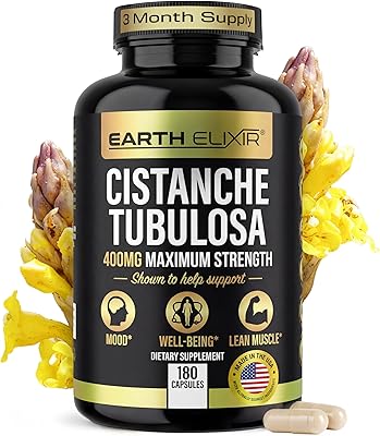 Earth Elixir Cistanche Supplement for Men & Women Potent Cistanche Tubulosa Extract Capsules for Daily Vitality, Strength & Performance Support Made in USA, 3rd Party Tested & 3 Month Supply