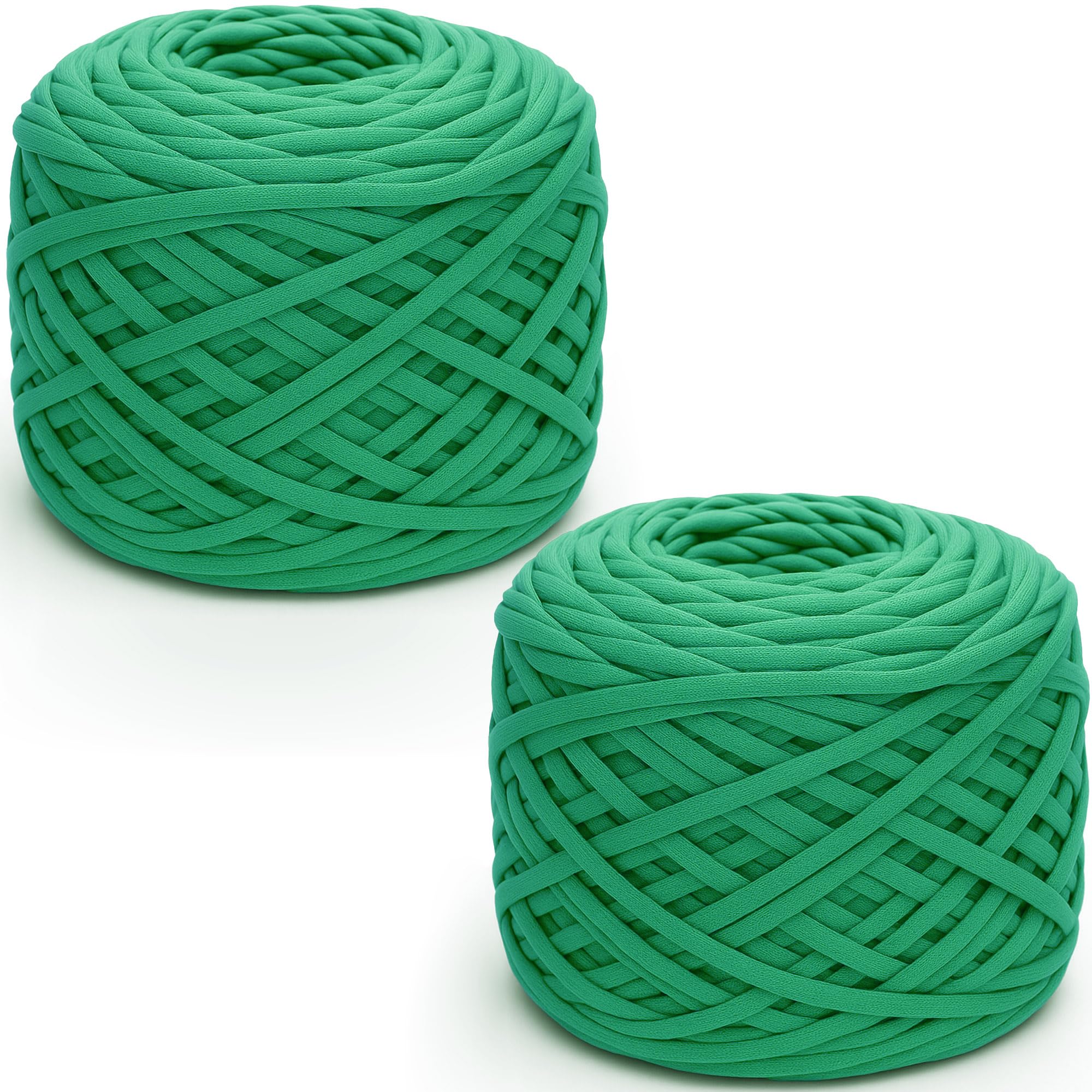 285gx2 Chunky Tshirt Yarn for Crocheting,2 CM Wide Thick Crochet Elastic Fabric,Hand Knitting T-Shirt Yarn for Crochet Cushion,Doll,Basket,Bag and Blanket(Light Green)