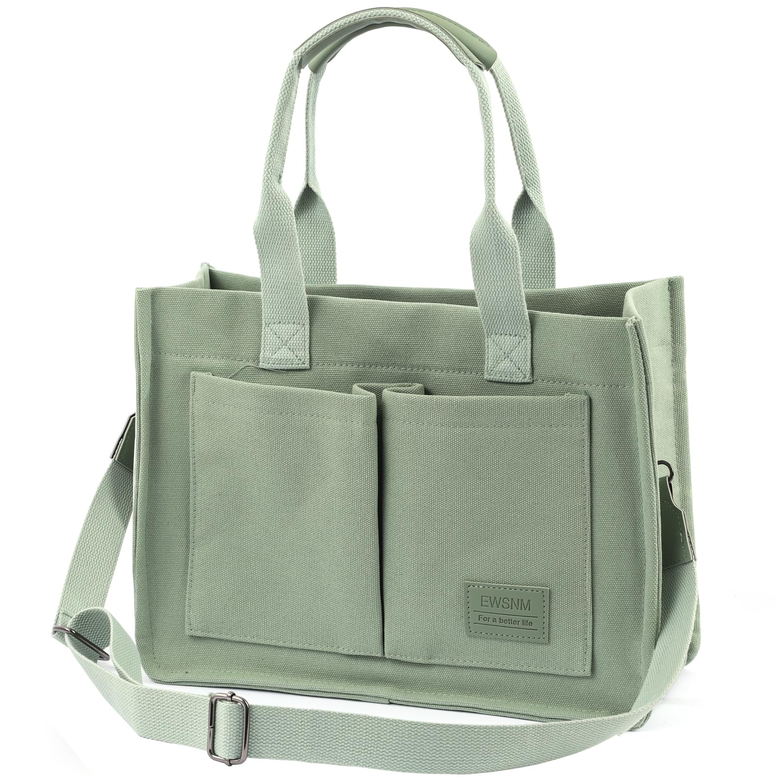 Canvas Tote Bag for Women, Large Laptop Travel Tote Handbag Totes with Crossbody Shoulder Teachers Reusable Grocery Bags