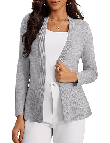 Women's Casual Open Front Sweater Long Sleeve Rib Knit Draped