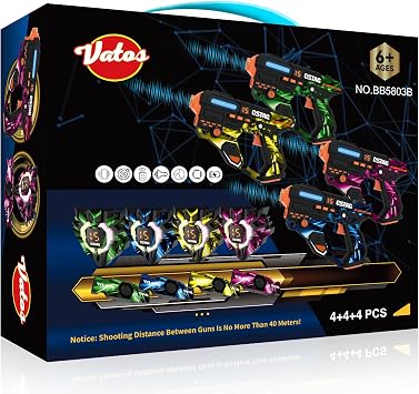 VATOS Pack Laser Tag 4 Blasters & 4 Plastrons Haute Précision Type-C