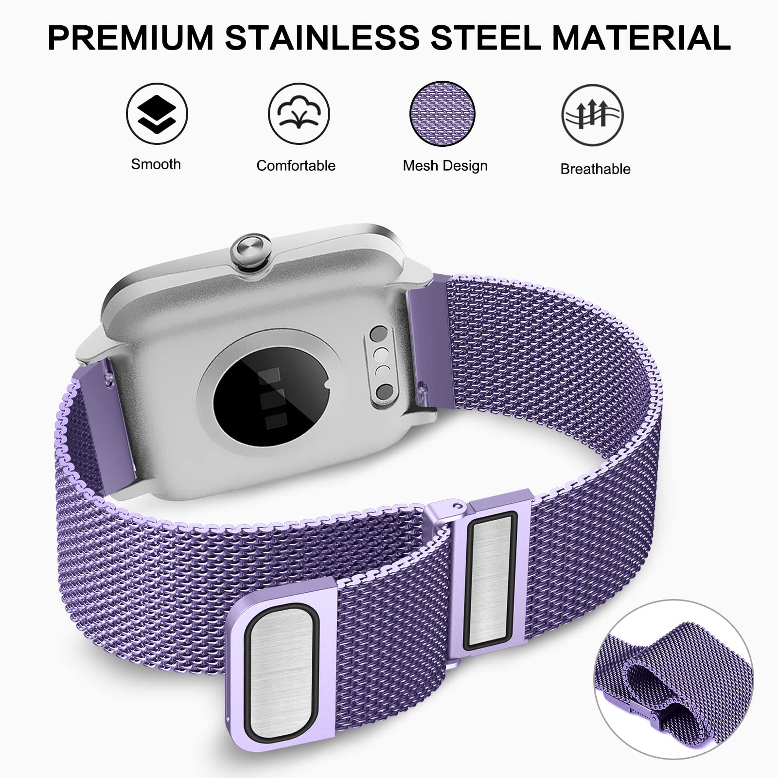 Cinturino per Amazfit GTS, 20mm Cinturino in Acciaio Inossidabile in Metallo Cinturino per Amazfit GTS 4, GTS 4 Mini, GTS 2, GTS 2 Mini, GTS 3, Amazfit Bip, Bip 3, Bip3 Pro, Bip U, Bip U Pro, GTR Mini