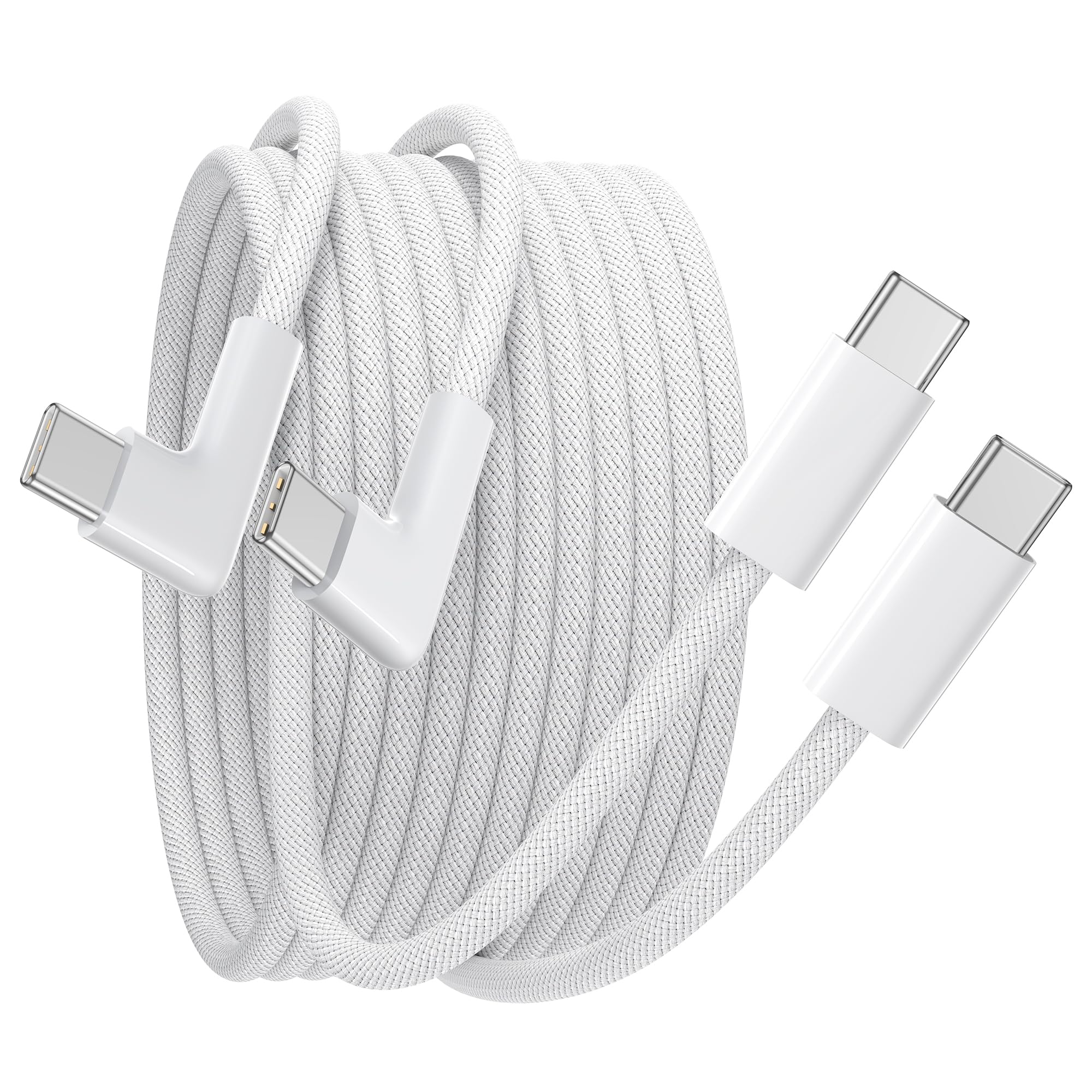 GIANAC USB C auf USB C Kabel [2 Stück 1M], 60W USB C Kabel 90 Grad Winkel Ladekabel USB C Schnellladekabel Nylon USB C Ladekabel für Samsung S24/S23/S22, iPhone 16/15/14 Pro Max
