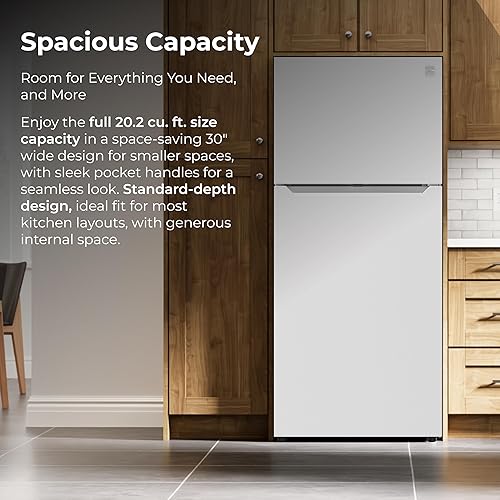 Miniatura 3 de Kenmore Refrigerador de 30" de montaje superior con congelador - Estanterías ajustables, cajones con control de humedad, iluminación LED,