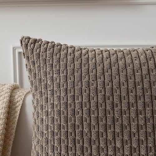 Miniatura 3 de Kevin Textile - Juego de 2 fundas decorativas para cojines, de pana y con moderno estilo campestre bohemio a rayas para decorar hogar, sofá, cama,