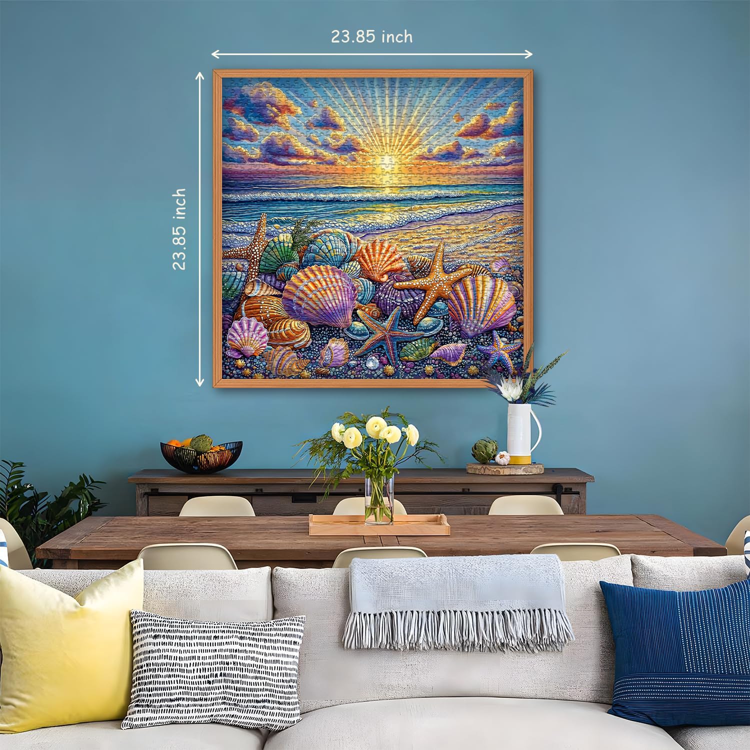 PICKFORU Beach Puzzles for Adults 1000 Piece, Ocean Seashells Puzzle Starfish, Seaside Sunset Scenery Jigsaw Puzzles Beach - Image 3