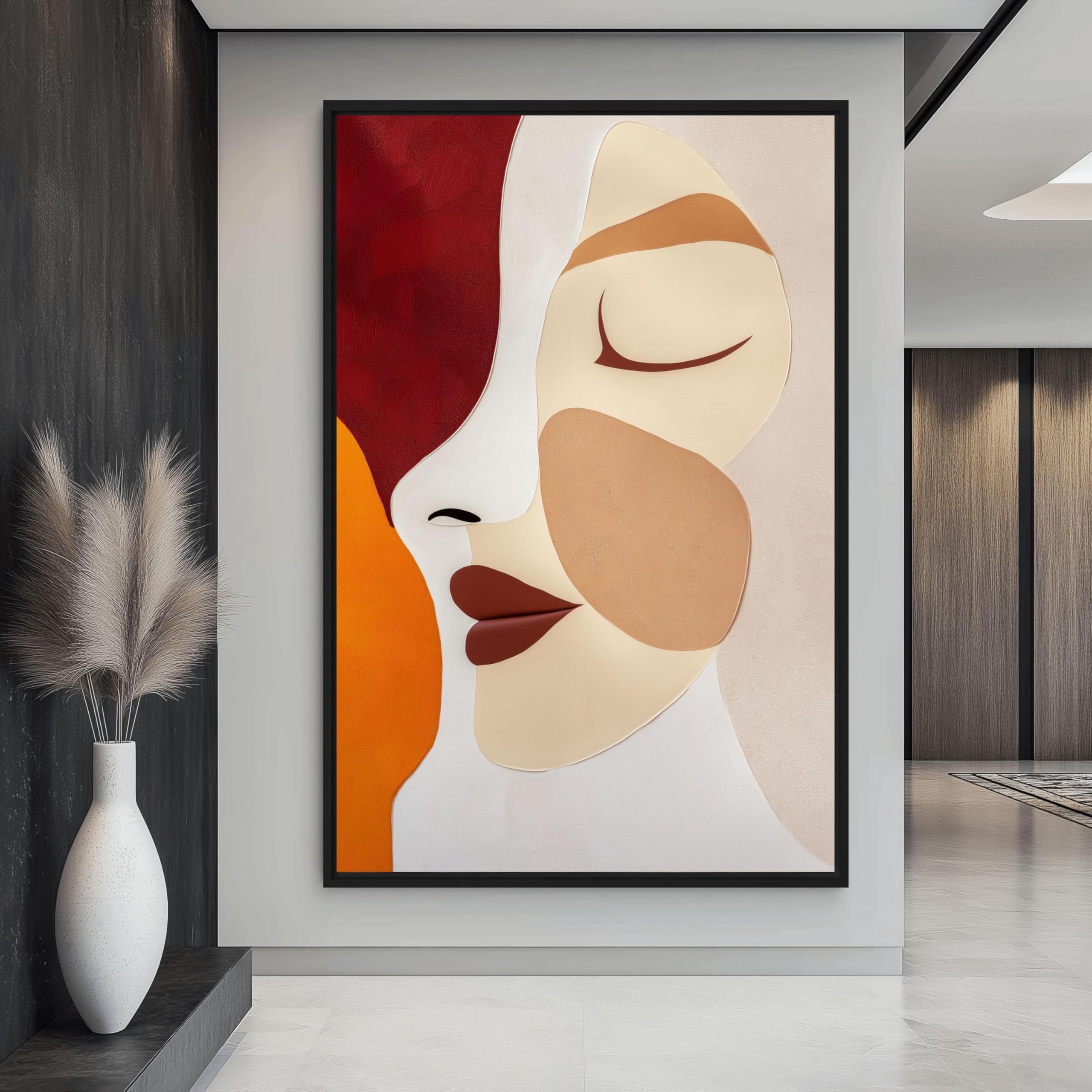 TONGYINLI Minimalist Female Posters and Prints, Line Art Canvas Wall Pictures: Abstract Woman Portrait Oil Painting Bedroom Mural(80x120cm/Frameless)