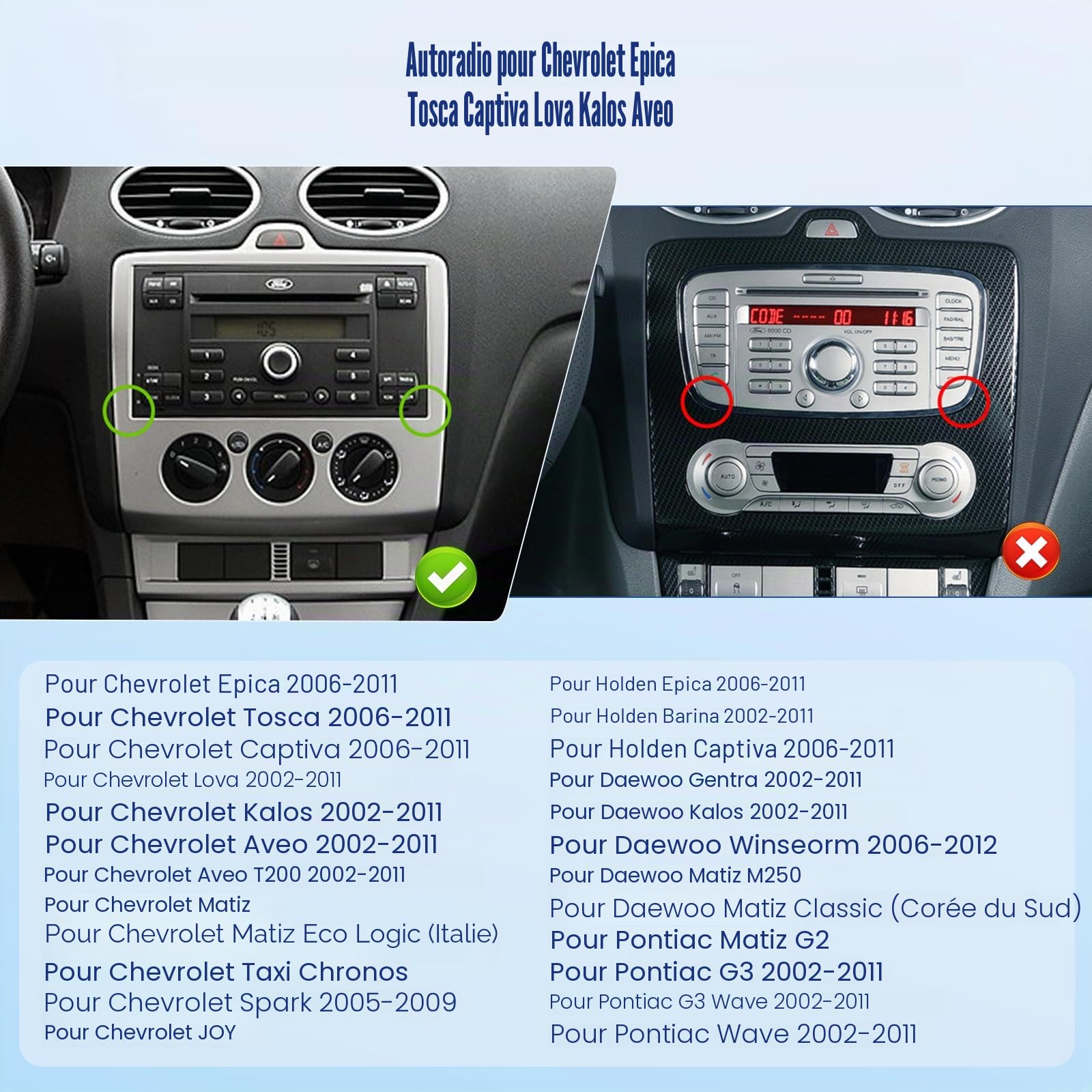 Inefala 4G+64G Autoradio Android 15 pour Chevrolet Epica Tosca Captiva Aveo