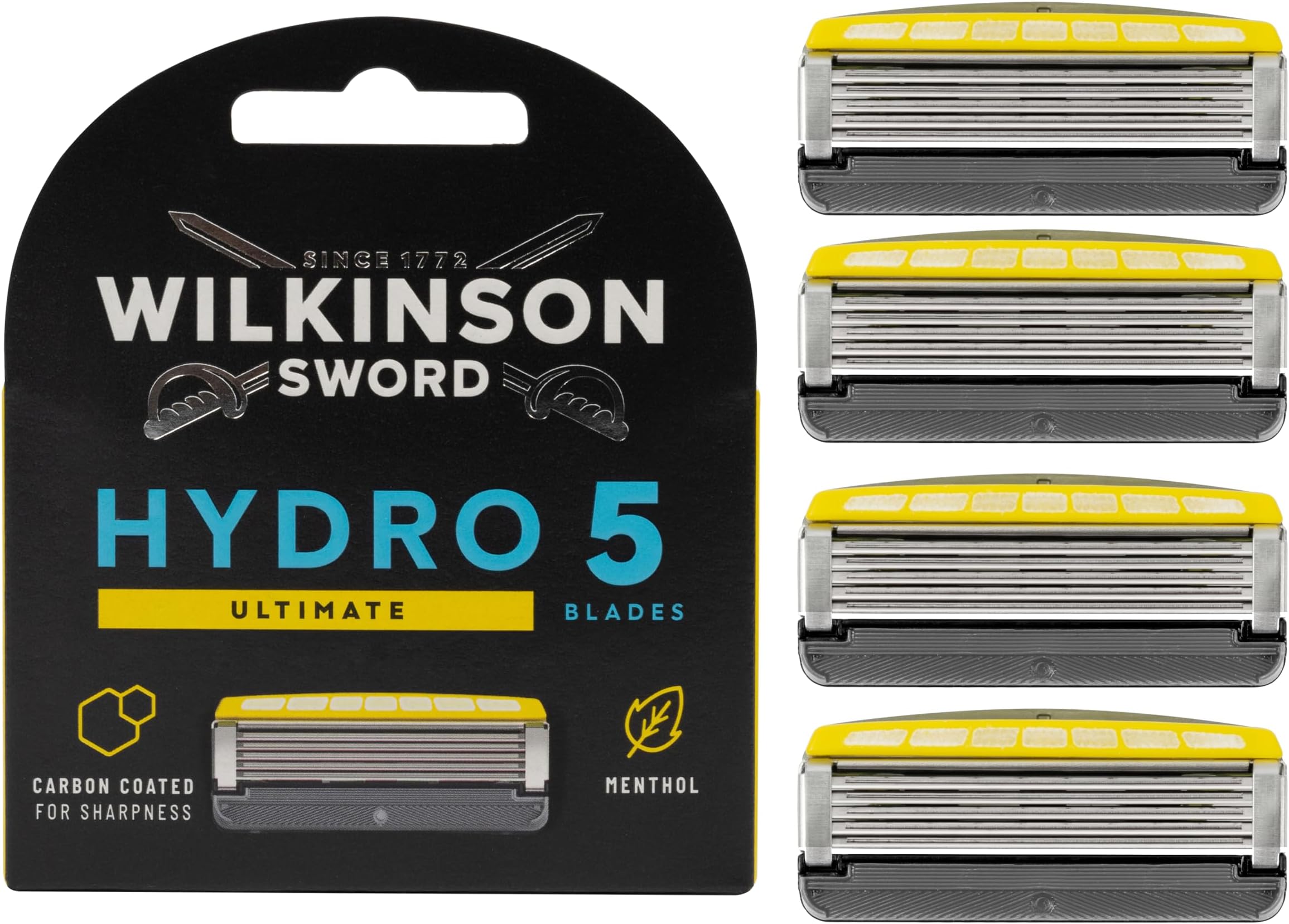 Hydro 5 Skin Protection Advanced - 4 5-Blade Razor Blades Refills with Menthol Enriched Lubricant Band