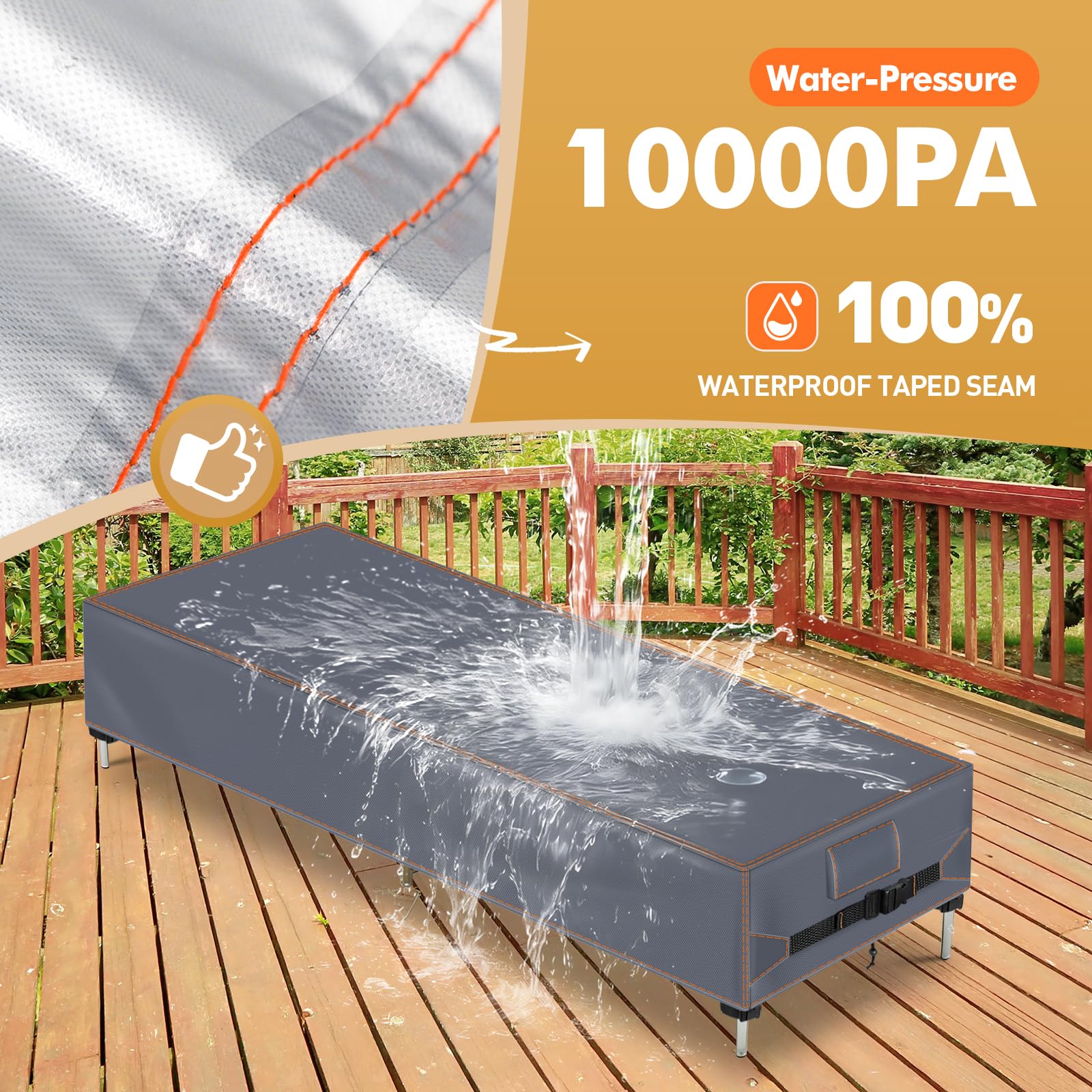 Copertura per lettino da giardino, 200 x 68 x 30 cm, copertura per lettino da giardino, Oxford 420D, protezione dai raggi UV, resistente allo sbiadimento, antistrappo, grigio