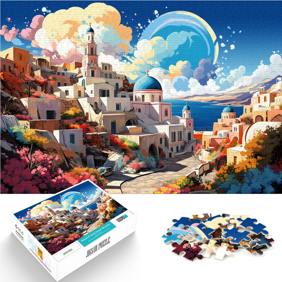 Jigsaw Puzzles for Adults 1000 Piece Greek simos Games Toys Gift 26x38cm with Matching Poster and Trivia Sheet for 14 year olds โ image 1