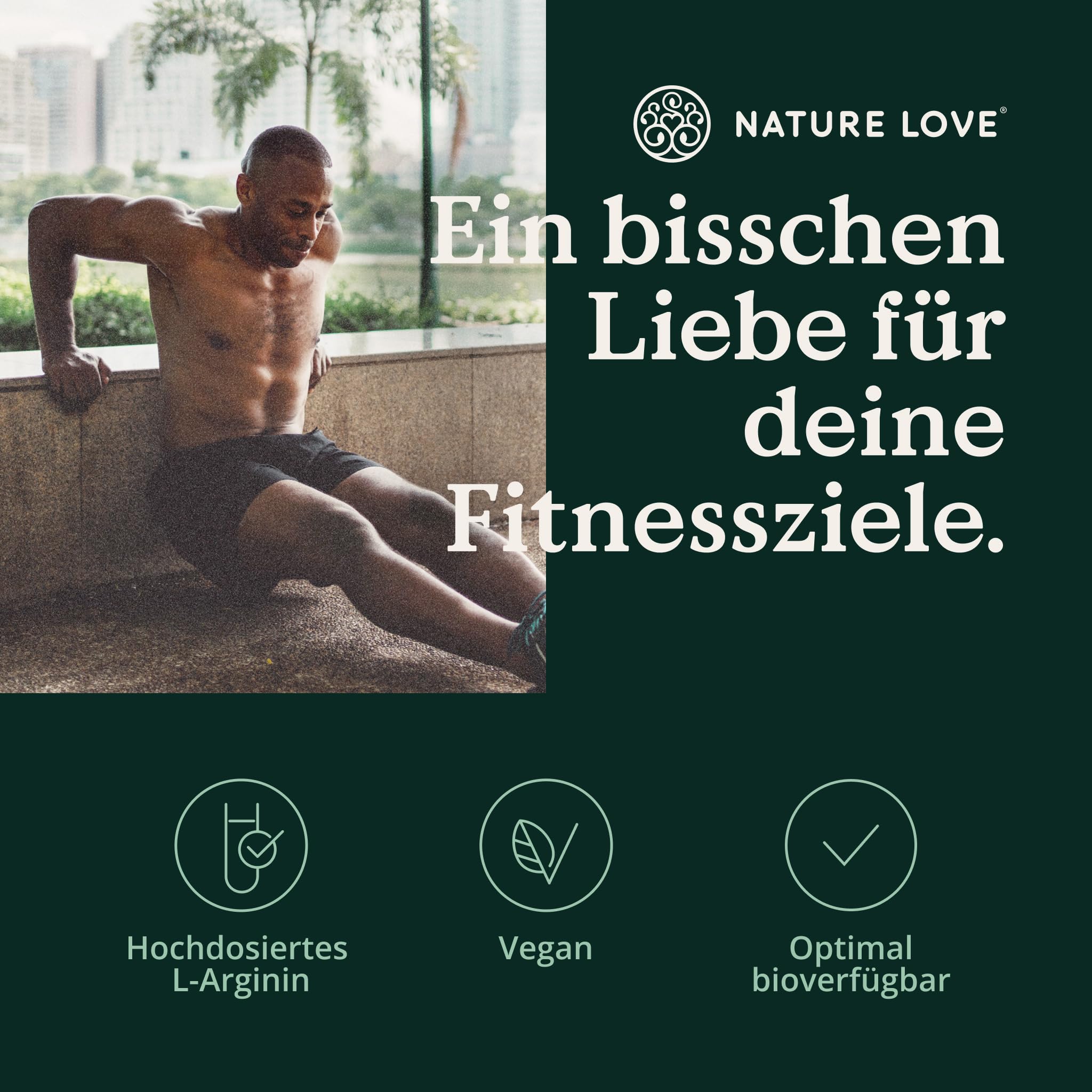 NATURE LOVE® L-Arginin - 365 Kapseln - Hochdosiert: 4500mg HCL (davon 3.750 mg Arginin) je Tagesdosis - In Deutschland produziert, vegan, laborgeprüft
