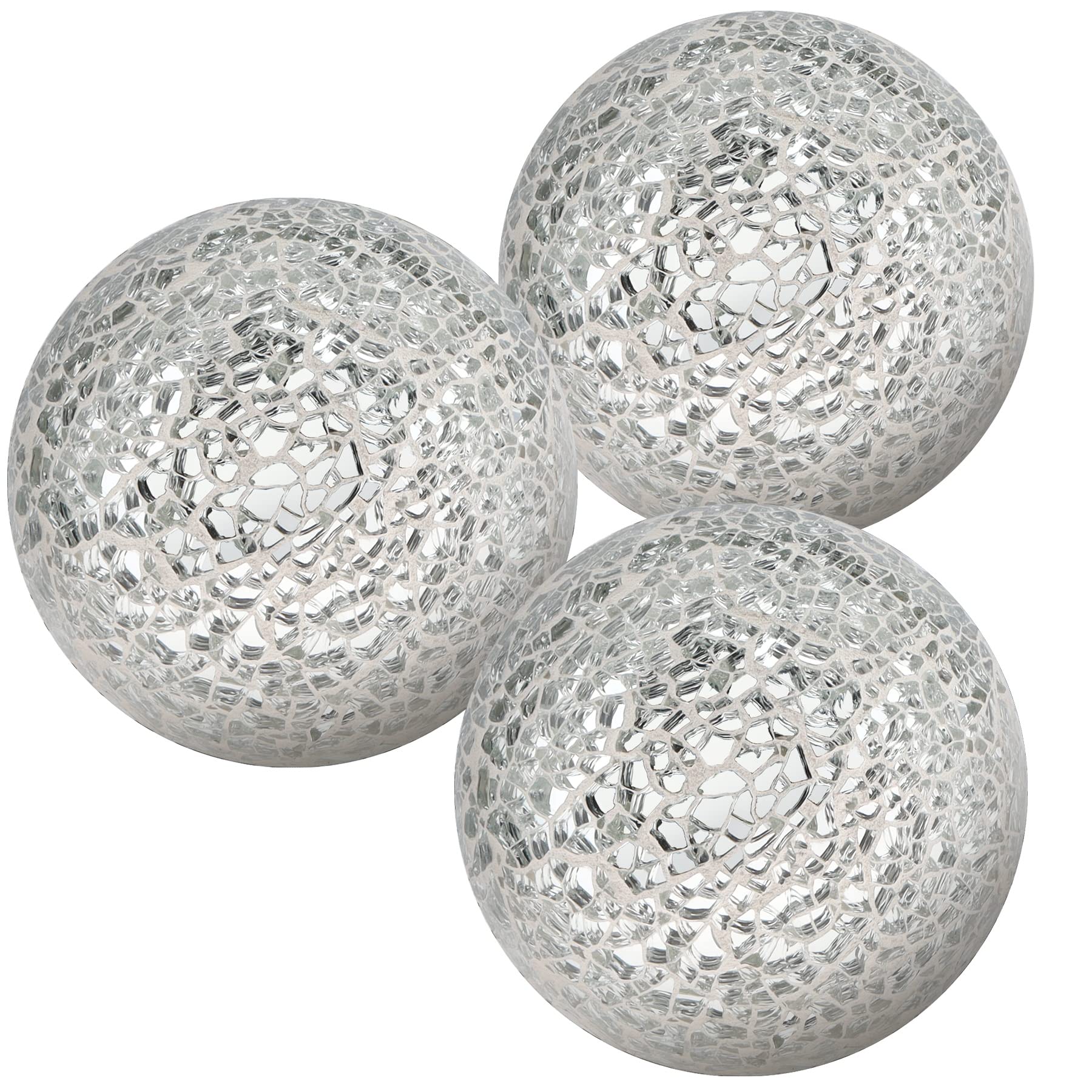 Kepfire 3Pcs Decorative Balls for Bowl,3.15 Inch Silver Decorative Balls for Vase Decor, Table Centerpiece, Bowl Fillers,Wedding Party Decorative