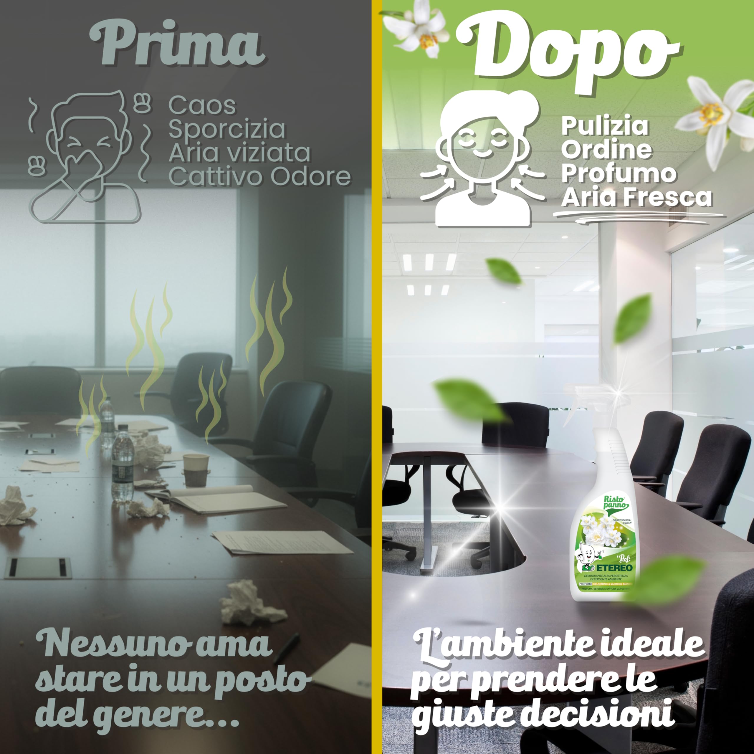 RISTOPANNO Profumatore Ambiente Spray Professionale Gelsomino & Muschio Bianco 750ml