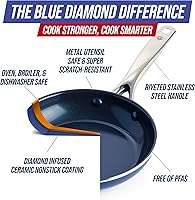 Vista 3 de Blue Diamond - Sartén antiadherente de 8 pulgadas, sin PFAS, sartén de cerámica para huevos y tortilla, con infusión de diamante, apta
