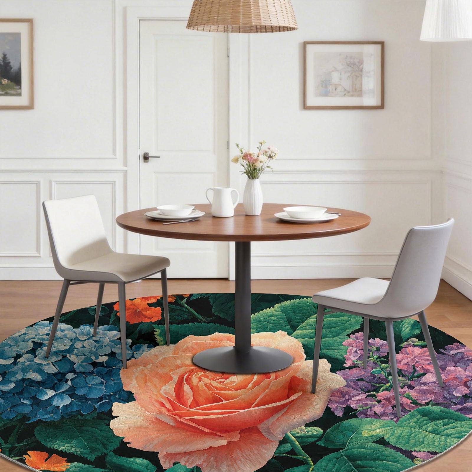 Alfombra redonda para niños, 160 cm, lavable y antideslizante, oscura vintage, clásica, glamorosa, alfombra de juegos suave para habitación de bebé y enfermería