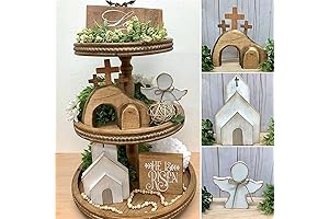 Easter 4Pcs Jesus Tomb Easter Tiered Tray Decor Kit