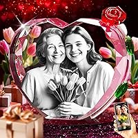 Vista 14 de 3D Crystal Photo with Red Crystal Rose, Personalized Mothers Day Gifts for Mom, Wife, Women, Her, Girlfriend, Couple, Customized Glass Photo