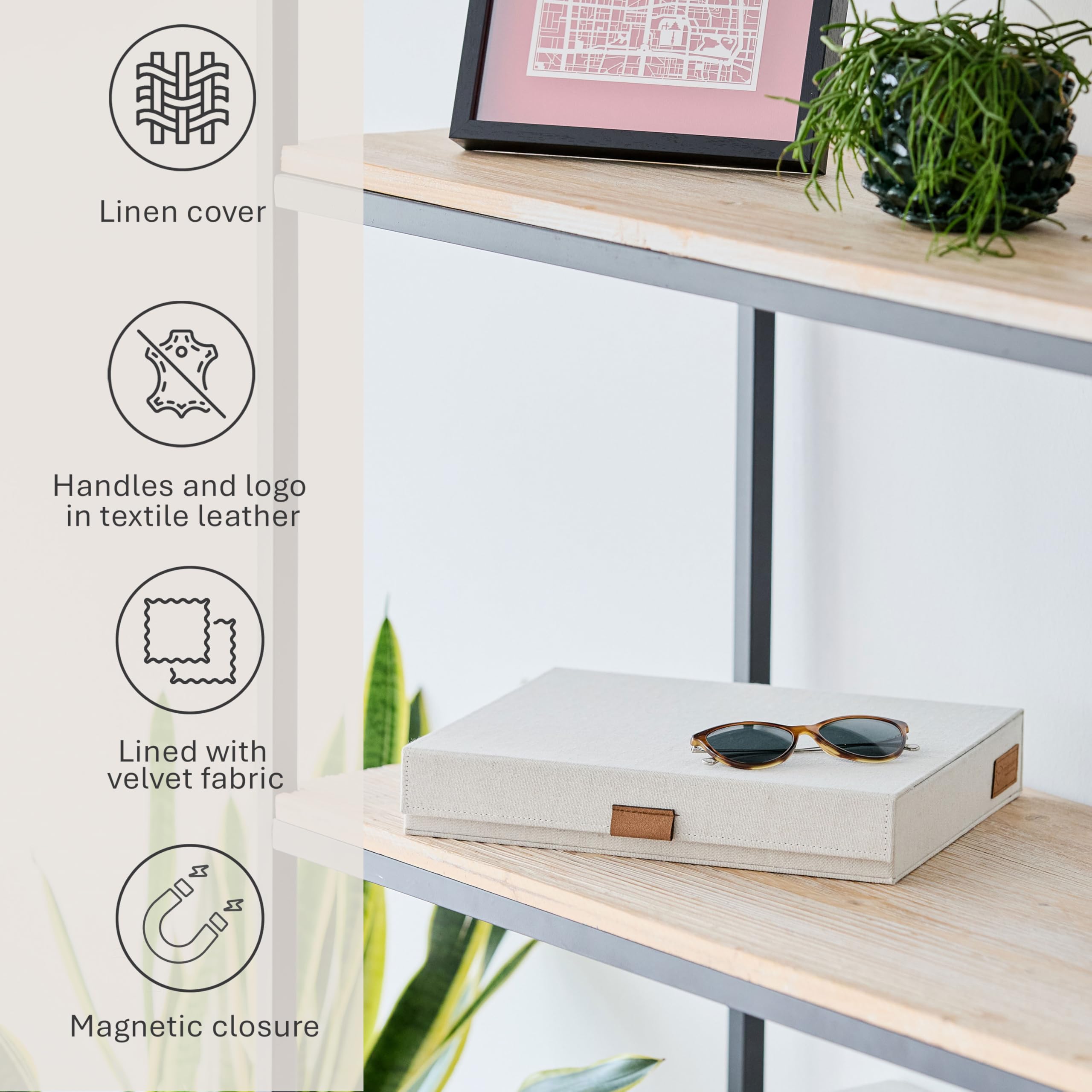 LOVE !T STORE !T Brillenbox, 8 Fächer Caja para Gafas, Beige, 32 x 25 x 5,5 cm Unisex Adulto