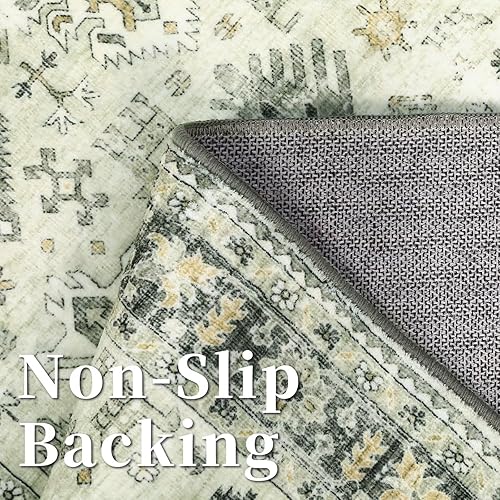 Miniatura 5 de Alfombra bohemia vintage de 8 x 10 pies, lavable, con estampado floral tribal, suave, antideslizante, no desprende pelusa, alfombra plegable para