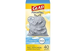 Glad ForceFlex Tall Kitchen Drawstring Trash Bags: 13 Gal, 40 Ct