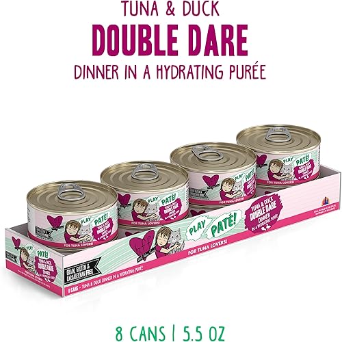 Miniatura 2 de B.F.F. PLAY - Best Feline Friend Paté Lovers, Aw Yeah!, Atún y pato Double Dare con atún y pato, lata de 5.5 onzas (paquete de 8)