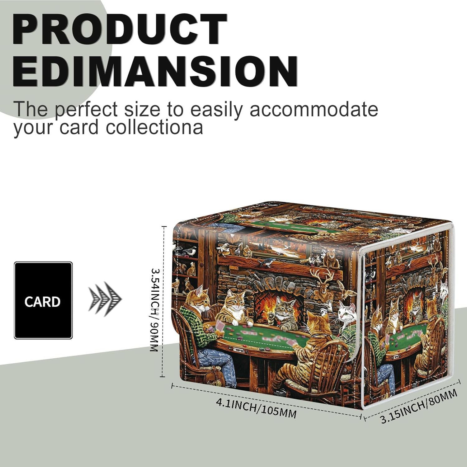 MTG Card Storage Solution - Card Box and Commander Decks, High Capacity Anime Card Sleeves for Deck Box, Group of Cats Playing Poker