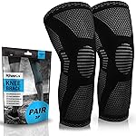 POWERLIX Knee Compression Sleeve (Pair) - Best Knee Brace for Knee Pain for Men & Women - Knee Support for Running, Basketball, Volleyball, Weightlifting, Gym, Workout, Sports - (Black S)