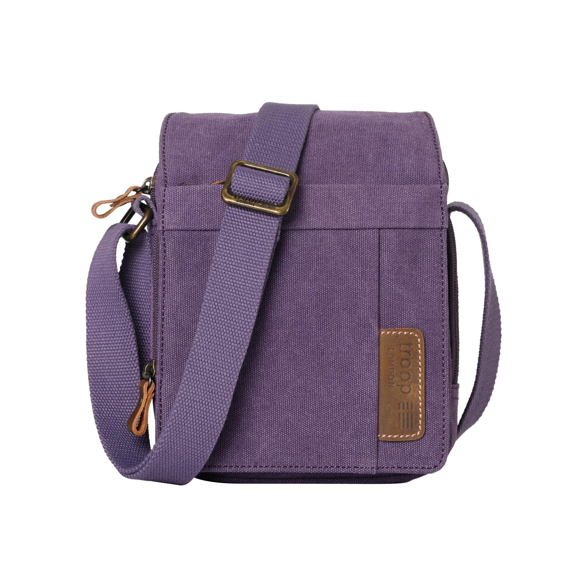 Troop London TRP0220 Classic Canvas Across Body Bag Purple