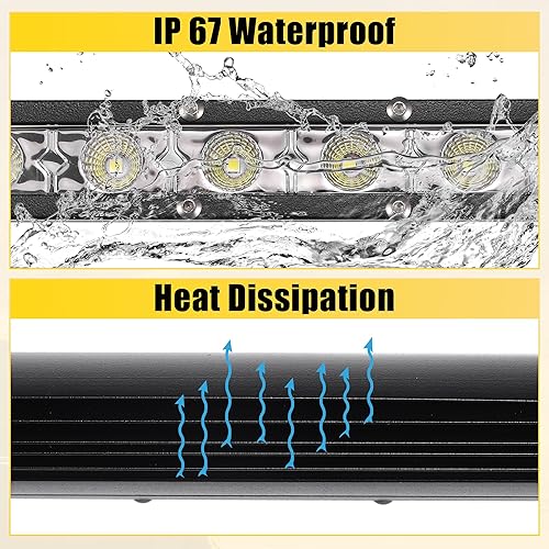 Miniatura 6 de uxcell Juego de 2 luces antiniebla todoterreno de 18 W y 7 pulgadas de una sola fila, barra de luz LED, luz antiniebla para camión, ATV, USV, SUV,