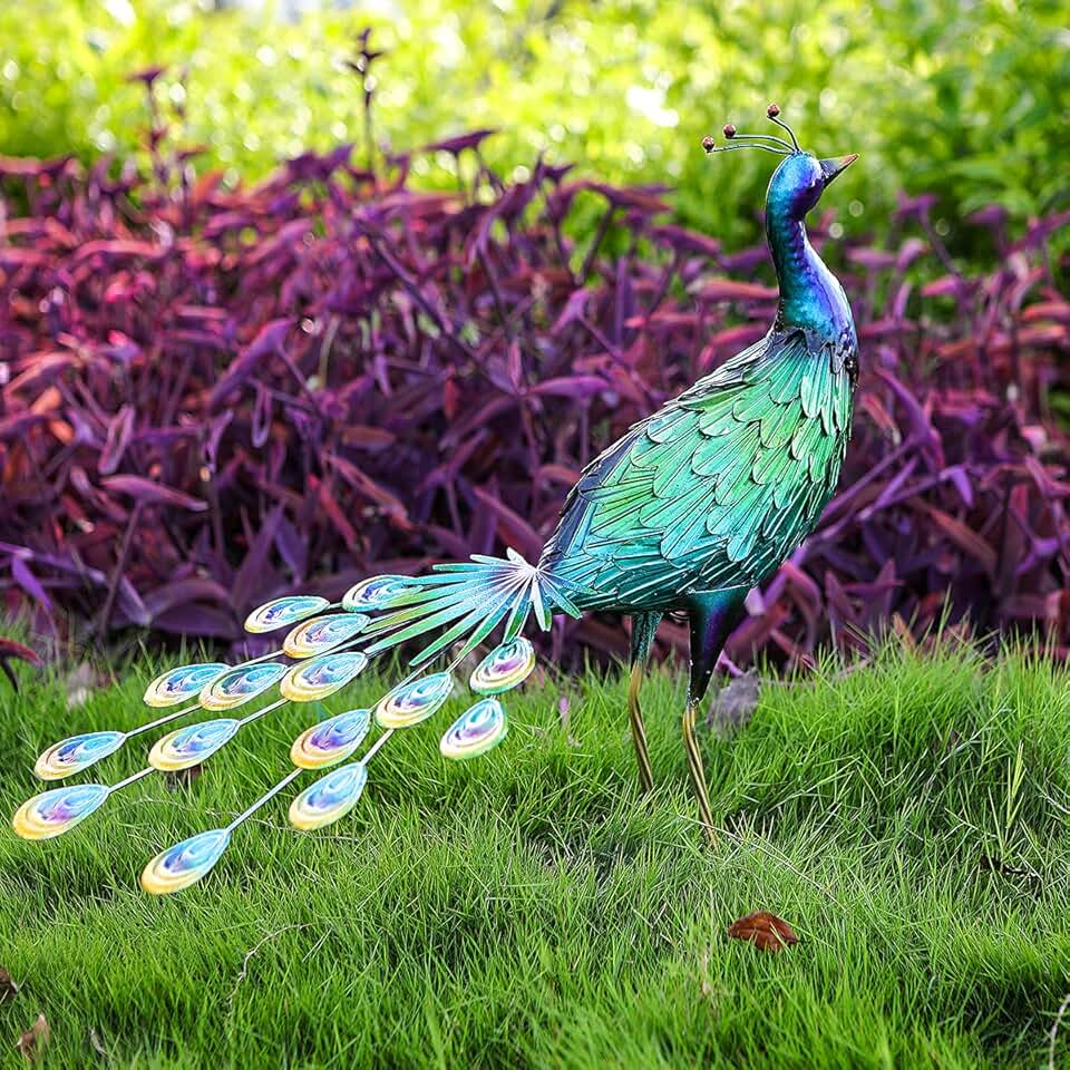 peacock garden statue