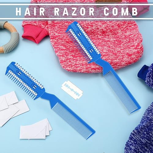 Miniatura 7 de Peine de afeitar de pelo para perros con 25 cuchillas adicionales peine manual para recortar pelo de perro peine de aseo para perros y gatos azul