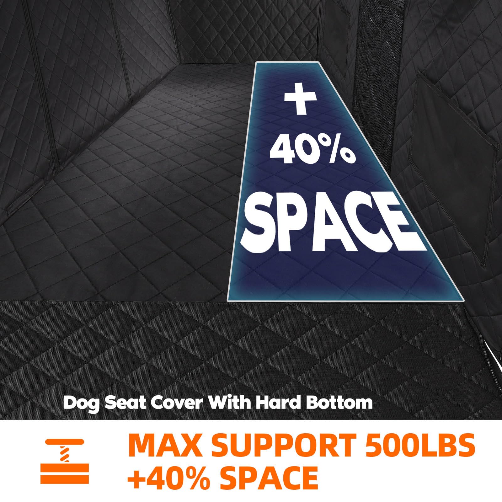 Dog Car Seat Cover-Large Space,Back Seat Extender for Dogs,Car Seat Protector,Car Seat Cover Hard Bottom Holds 400 lbs,Upgraded Material Waterproof Pet Car Bed Dog Hammock for Car, SUV,Truck - image 2